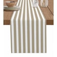 thumbnail image 1 of Table Runner 60 Inches Long for Kitchen Dining, Beige Striped Dresser Scarf Farmhouse, Dining Table Decorations for Wedding/Parties, Modern Farmhouse Beige White Stripes 13 x 60 In, 1 of 9
