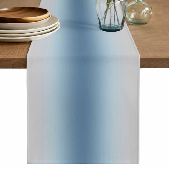 Table Runner 60 Inches Long for Kitchen Dining, Blue Grey Ombre Dresser Scarf Farmhouse, Dining Table Decorations for Wedding/Parties, Farmhouse Gradient Minimalist 13 x 60 In