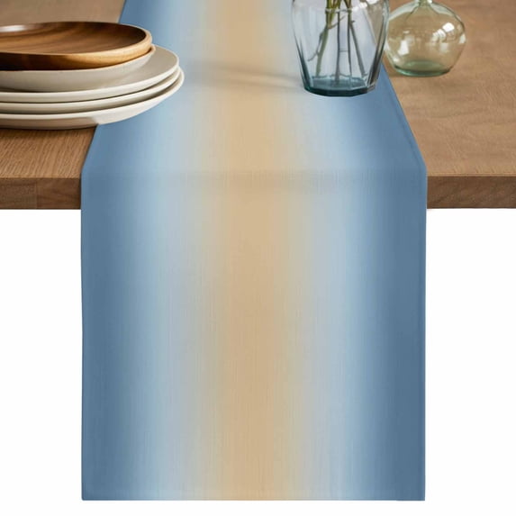 Table Runner 60 Inches Long for Kitchen Dining, Blue Ombre Dresser Scarf Farmhouse, Dining Table Decorations for Wedding/Parties, Modern Yellow Gradient Farmhouse Art 13 x 60 In
