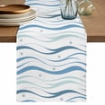 thumbnail image 1 of Table Runner 60 Inches Long for Kitchen Dining, Blue Stripes Dresser Scarf Farmhouse, Dining Table Decorations for Wedding/Parties, Modern Gradient Abstract Ocean Waves Lines 13 x 60 In, 1 of 8