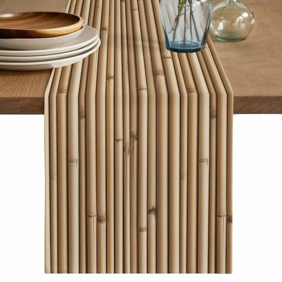 Table Runner 60 Inches Long for Kitchen Dining, Country Farmhouse Dresser Scarf Farmhouse, Dining Table Decorations for Wedding/Parties, Vintage Plants Lines Pattern Brown 13 x 60 In