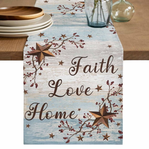 Table Runner 60 Inches Long for Kitchen Dining, Country Star Brown Dresser Scarf Farmhouse, Dining Table Decorations for Wedding/Parties, Vintage Rustic Texas Stars Wooden 13 x 60 In