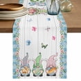 thumbnail image 1 of Table Runner 60 Inches Long for Kitchen Dining, Easter Dresser Scarf Farmhouse, Dining Table Decorations for Wedding/Parties, Farmhouse Gnomes Flowers Rabbit Eggs Check Wooden 13 x 60 In, 1 of 8