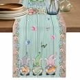 thumbnail image 1 of Table Runner 60 Inches Long for Kitchen Dining, Easter Dresser Scarf Farmhouse, Dining Table Decorations for Wedding/Parties, Farmhouse Gnomes Rabbits Eggs Wooden Grain 13 x 60 In, 1 of 8