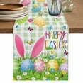 thumbnail image 1 of Table Runner 60 Inches Long for Kitchen Dining, Easter Dresser Scarf Farmhouse, Dining Table Decorations for Wedding/Parties, Spring Easter Eggs Bunny Butterflies Green Plaid 13 x 60 In, 1 of 8