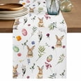 thumbnail image 1 of Table Runner 60 Inches Long for Kitchen Dining, Easter Dresser Scarf Farmhouse, Dining Table Decorations for Wedding/Parties, Spring Farmhouse Rabbits Eggs Leaves Flowers 13 x 60 In, 1 of 8