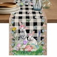 thumbnail image 1 of Table Runner 60 Inches Long for Kitchen Dining, Easter Dresser Scarf Farmhouse, Dining Table Decorations for Wedding/Parties, Spring Rabbit Flowers Colorful Eggs Black Lattice 13 x 60 In, 1 of 8