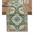 thumbnail image 1 of Table Runner 60 Inches Long for Kitchen Dining, Green Orange Beige Boho Dresser Scarf Farmhouse, Dining Table Decorations for Wedding/Parties, Retro Ethnic Tribal Abstract Art 13 x 60 In, 1 of 9