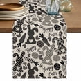 thumbnail image 1 of Table Runner 60 Inches Long for Kitchen Dining, Happy Easter Dresser Scarf Farmhouse, Dining Table Decorations for Wedding/Parties, Vintage Rabbits Carrots Eggs Love Beige 13 x 60 In, 1 of 8