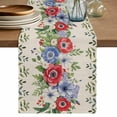 thumbnail image 1 of Table Runner 60 Inches Long for Kitchen Dining, Independence Day Dresser Scarf Farmhouse, Dining Table Decorations for Wedding/Parties, Retro Red Blue Flowers Leaves Plants 13 x 60 In, 1 of 8