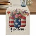 thumbnail image 1 of Table Runner 60 Inches Long for Kitchen Dining, Independence Day Dresser Scarf Farmhouse, Dining Table Decorations for Wedding/Parties, Spring Roses Flowers US Flag Rustic Plants 13 x 60 In, 1 of 8