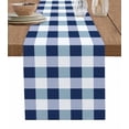 thumbnail image 1 of Table Runner 60 Inches Long for Kitchen Dining, Navy Blue White Buffalo Check Dresser Scarf Farmhouse, Dining Table Decorations for Wedding/Parties, Farmhouse Plaid Modern Geometric 13 x 60 In, 1 of 9