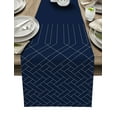 thumbnail image 1 of Table Runner 60 Inches Long for Kitchen Dining, Navy Blue White Geometric Dresser Scarf Farmhouse, Dining Table Decorations for Wedding/Parties, Modern Herringbone Abstract Art 13 x 60 In, 1 of 9