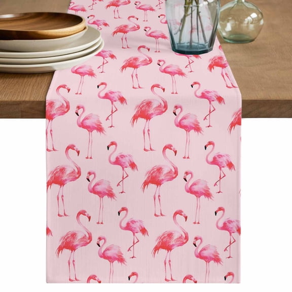 Table Runner 60 Inches Long for Kitchen Dining, Pink Flamingo Dresser Scarf Farmhouse, Dining Table Decorations for Wedding/Parties, Summer Animals 13 x 60 In