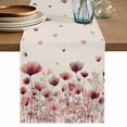 thumbnail image 1 of Table Runner 60 Inches Long for Kitchen Dining, Pink Flowers Dresser Scarf Farmhouse, Dining Table Decorations for Wedding/Parties, Spring Watercolor Botanical Floral Beige 13 x 60 In, 1 of 8