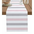 thumbnail image 1 of Table Runner 60 Inches Long for Kitchen Dining, Pink Grey Stripe Dresser Scarf Farmhouse, Dining Table Decorations for Wedding/Parties, Modern Farmhouse Vertical Striped 13 x 60 In, 1 of 8