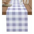 thumbnail image 1 of Table Runner 60 Inches Long for Kitchen Dining, Purple White Buffalo Check Dresser Scarf Farmhouse, Dining Table Decorations for Wedding/Parties, Farmhouse Plaid Modern Geometric 13 x 60 In, 1 of 9