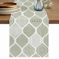 thumbnail image 1 of Table Runner 60 Inches Long for Kitchen Dining, Sage Green Geometric Dresser Scarf Farmhouse, Dining Table Decorations for Wedding/Parties, Moroccan Chic Abstract Plaid Art 13 x 60 In, 1 of 8