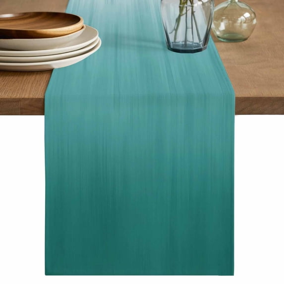 Table Runner 60 Inches Long for Kitchen Dining, Teal Green Ombre Dresser Scarf Farmhouse, Dining Table Decorations for Wedding/Parties, Contemporary Gradient Abstract Art 13 x 60 In