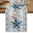 thumbnail image 1 of Table Runner 60 Inches Long for Kitchen Dining, Texas Star Blue Dresser Scarf Farmhouse, Dining Table Decorations for Wedding/Parties, Farmhouse Country Branches Wooden Grain 13 x 60 In, 1 of 8