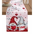 thumbnail image 1 of Table Runner 60 Inches Long for Kitchen Dining, Valentine Gnomes, Dresser Scarf Farmhouse, Dining Table Decorations for Wedding/Parties, Spring Silver Leaves Red Rose 13 x 60 In, 1 of 9
