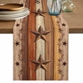 thumbnail image 1 of Table Runner 60 Inches Long for Kitchen Dining, Western Texas Star Vintage Dresser Scarf Farmhouse, Dining Table Decorations for Wedding/Parties, Farmhouse Brown Wood Grain 13 x 60 In, 1 of 8