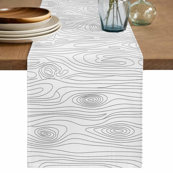 Table Runner - 70 Inch Long, Simple Line Wooden Texture Kitchen Dining Table Runner Dresser Scarves, Modern Striped Farmhouse Decor for Coffee Tables Wedding Party Banquet