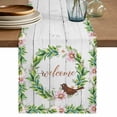 thumbnail image 1 of Table Runner - 70 Inch Long, Spring Botanical Kitchen Dining Table Runner Dresser Scarves, Garden Birds Floral Leaves Gray Woodn Farmhouse Decor for Coffee Tables Wedding Party Banquet, 1 of 8