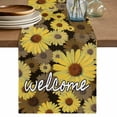 thumbnail image 1 of Table Runner - 70 Inch Long, Spring Daisy Kitchen Dining Table Runner Dresser Scarves, Botanical Brown Yellow Flowers Oil Painting Farmhouse Decor for Coffee Tables Wedding Party Banquet, 1 of 8