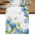 thumbnail image 1 of Table Runner 70 Inches Long for Kitchen Dining, Blue Hydrangea Dresser Scarf Farmhouse, Dining Table Decorations for Wedding/Parties, Farmhouse Butterfly Spring Floral 13 x 70 In, 1 of 8