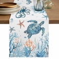 thumbnail image 1 of Table Runner 70 Inches Long for Kitchen Dining, Blue Turtle Coastal Dresser Scarf Farmhouse, Dining Table Decorations for Wedding/Parties, Octopus Summer Beach Coral Starfish 13 x 70 In, 1 of 8
