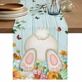 thumbnail image 1 of Table Runner 70 Inches Long for Kitchen Dining, Easter Dresser Scarf Farmhouse, Dining Table Decorations for Wedding/Parties, Spring Watercolor Eggs Tulip Wooden Grain Teal 13 x 70 In, 1 of 8