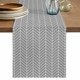 thumbnail image 1 of Table Runner 70 Inches Long for Kitchen Dining, Grey Geometric Dresser Scarf Farmhouse, Dining Table Decorations for Wedding/Parties, Modern Pure Color Abstract Striped 13 x 70 In, 1 of 8