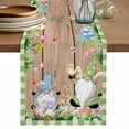 thumbnail image 1 of Table Runner 70 Inches Long for Kitchen Dining, Happy Easter Dresser Scarf Farmhouse, Dining Table Decorations for Wedding/Parties, Gnomes Rabbit Flowers Green Check Wooden 13 x 70 In, 1 of 8