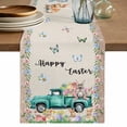 thumbnail image 1 of Table Runner 70 Inches Long for Kitchen Dining, Happy Easter Dresser Scarf Farmhouse, Dining Table Decorations for Wedding/Parties, Spring Farmhouse Green Truck Eggs Bunny 13 x 70 In, 1 of 8