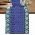 thumbnail image 1 of Table Runner 70 Inches Long for Kitchen Dining, Navy Blue Boho Dresser Scarf Farmhouse, Dining Table Decorations for Wedding/Parties, Vintage Ethnic Tribe Abstract Art Retro 13 x 70 In, 1 of 8