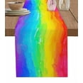 thumbnail image 1 of Table Runner 70 Inches Long for Kitchen Dining, Rainbow Oil Painting Dresser Scarf Farmhouse, Dining Table Decorations for Wedding/Parties, Watercolor Colorful Abstract Art 13 x 70 In, 1 of 9