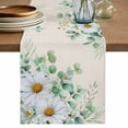 thumbnail image 1 of Table Runner 70 Inches Long for Kitchen Dining, Spring Floral Dresser Scarf Farmhouse, Dining Table Decorations for Wedding/Parties, Daisy Eucalyptus Leaves Watercolor Rustic 13 x 70 In, 1 of 8