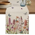 thumbnail image 1 of Table Runner 70 Inches Long for Kitchen Dining, Spring Floral Dresser Scarf Farmhouse, Dining Table Decorations for Wedding/Parties, Watercolor Lavender Daisy Butterflies Beige 13 x 70 In, 1 of 8