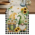 thumbnail image 1 of Table Runner 70 Inches Long for Kitchen Dining, Sunflower Gnomes Dresser Scarf Farmhouse, Dining Table Decorations for Wedding/Parties, Spring Farmhouse Vintage Daisy Floral Leaf 13 x 70 In, 1 of 8