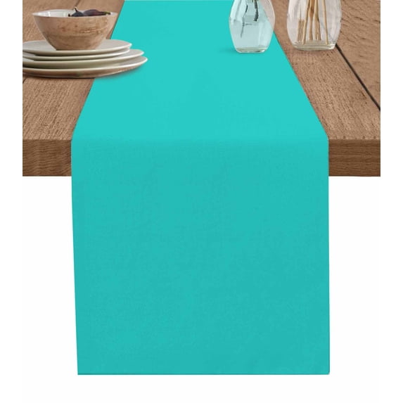 Table Runner 70 Inches Long for Kitchen Dining, Turquoise Dresser Scarf Farmhouse, Dining Table Decorations for Wedding/Parties, Modern Pure Turquoise 13 x 70 In