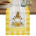 thumbnail image 1 of Table Runner 70 Inches Long for Kitchen Dining, Yellow Gnomes Dresser Scarf Farmhouse, Dining Table Decorations for Wedding/Parties, Spring Bees Daisy Plaid Wooden Grain 13 x 70 In, 1 of 8