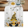 thumbnail image 1 of Table Runner 70 Inches Long for Kitchen Dining, Yellow Gnomes Dresser Scarf Farmhouse, Dining Table Decorations for Wedding/Parties, Spring Floral Bees Daisy Branches Wooden 13 x 70 In, 1 of 8