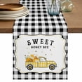 thumbnail image 1 of Table Runner 70 Inches Long for Kitchen Dining, Yellow Truck Dresser Scarf Farmhouse, Dining Table Decorations for Wedding/Parties, Spring Bees Honey Daisy Black Lattices 13 x 70 In, 1 of 8