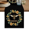 thumbnail image 1 of Table Runner - 72 Inch Long, Black Sunflowers Bees Kitchen Dining Table Runner Dresser Scarves, Farmhouse Honey Floral Rings Farmhouse Decor for Coffee Tables Wedding Party Banquet, 1 of 8