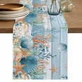 thumbnail image 1 of Table Runner - 72 Inch Long, Blue Coastal Kitchen Dining Table Runner Dresser Scarves, Summer Beach Starfish Shell Coral Nautical Farmhouse Decor for Coffee Tables Wedding Party Banquet, 1 of 8