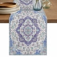 thumbnail image 1 of Table Runner - 72 Inch Long, Blue Purple Boho Kitchen Dining Table Runner Dresser Scarves, Vintage Abstract Art Floral Ethnic Tribe Farmhouse Decor for Coffee Tables Wedding Party Banquet, 1 of 8