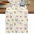 thumbnail image 1 of Table Runner - 72 Inch Long, Easter Bunny Kitchen Dining Table Runner Dresser Scarves, Eggs Lovely Rabbits Spring Tulips Floral Yellow Farmhouse Decor for Coffee Tables Wedding Party Banquet, 1 of 8
