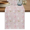 thumbnail image 1 of Table Runner - 72 Inch Long, Easter Bunny Kitchen Dining Table Runner Dresser Scarves, Spring Carrots Cute Rabbit Pink Love Heart Gifts Farmhouse Decor for Coffee Tables Wedding Party Banquet, 1 of 8