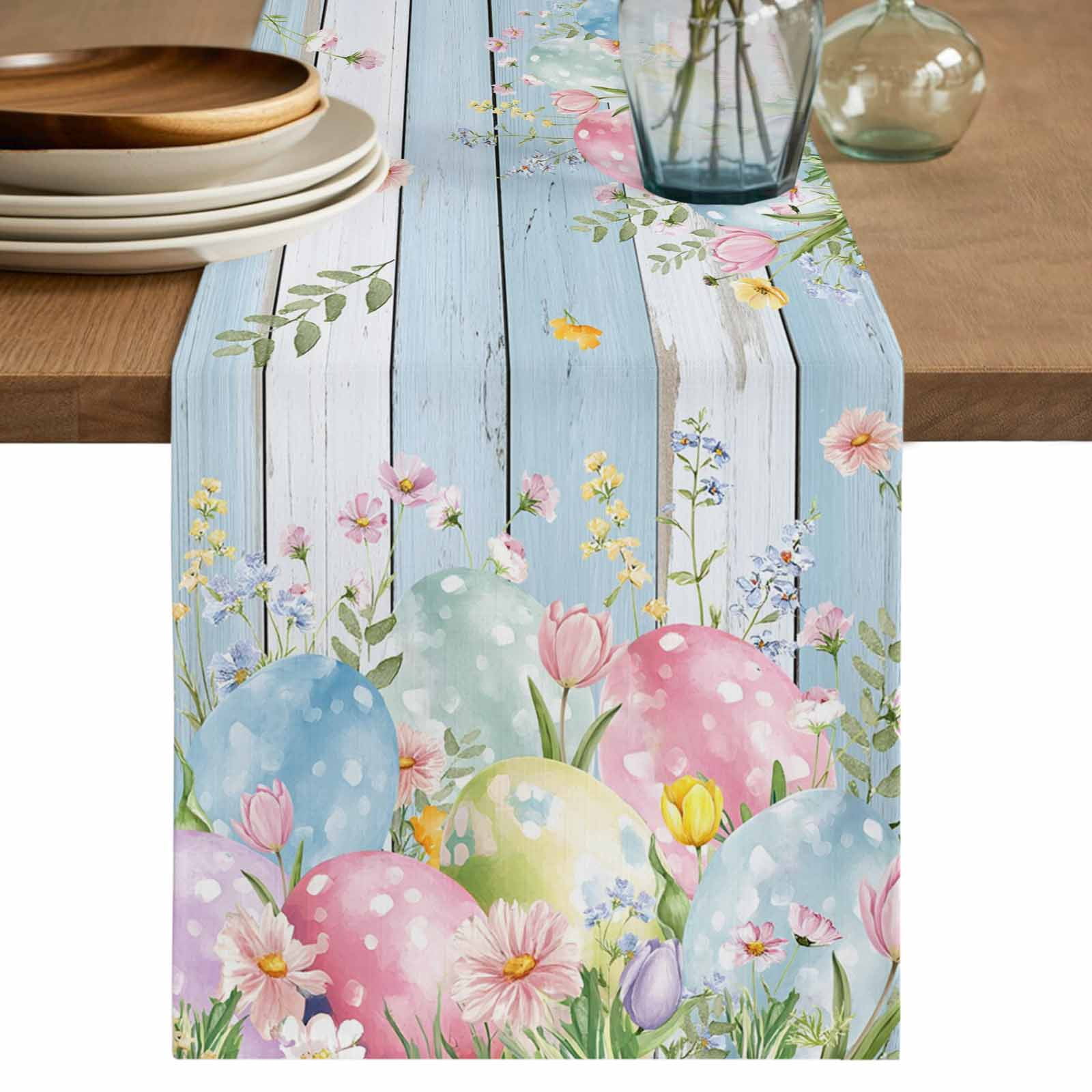 Table Runner - 72 Inch Long, Easter Eggs Kitchen Dining Table Runner ...